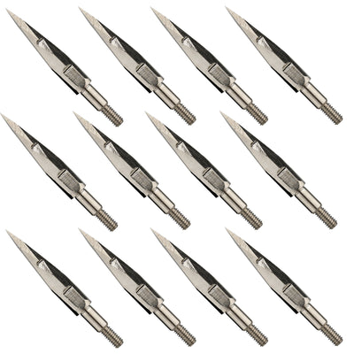 12x 150-grain Double Barbed Arrowhead Screw-in Broadheads Sharp Silver Points Metal Tips