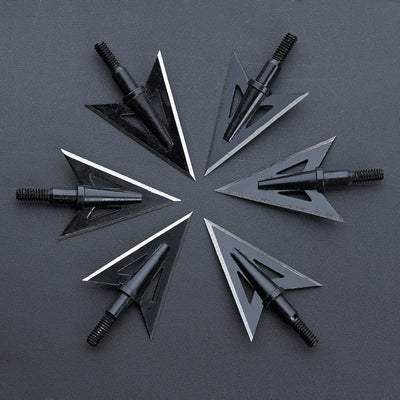 6X Screw-in 150-grain Carbon Steel Arrowhead Tips and 6x 100-grain 2-blade Broadheads for Archery Hunting