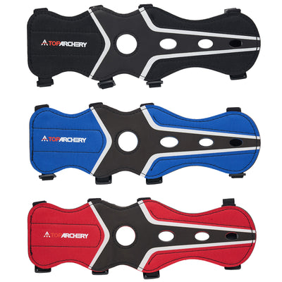 4-strap PU Leather Armguard Archery Protection Black/Red/Blue