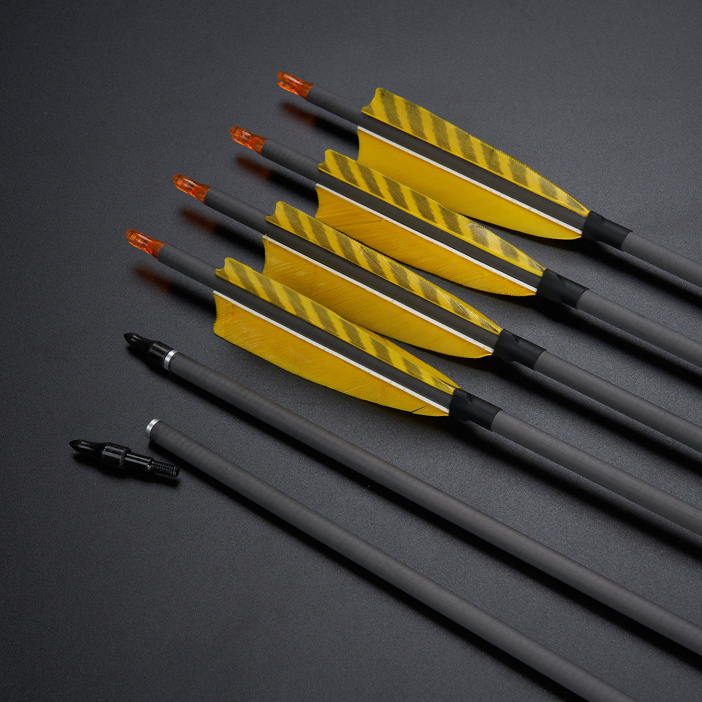 12x 33" OD 7.5mm Spine 400 Fletched Pure Carbon Archery Arrows with Turkey Feather