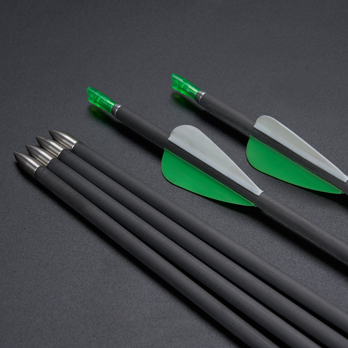 12x 31" Slim Skinny OD 6mm ID 4.2mm Spine 600 Fletched Pure Carbon Archery Arrows Shield Vanes