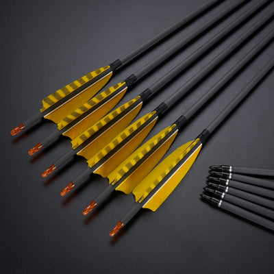 12x 33" OD 7.5mm Spine 400 Fletched Pure Carbon Archery Arrows with Turkey Feather