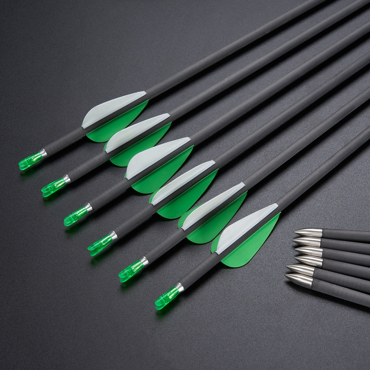 12x 31" Slim Skinny OD 6mm ID 4.2mm Spine 600 Fletched Pure Carbon Archery Arrows Shield Vanes