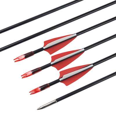 31" Skinny Slim OD 6mm Spine 1000 3" Shield Plastic Vanes Fiberglass Archery Arrows Fixed Tips for Compound Bows