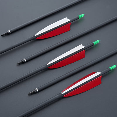 12x 31" OD 7.8mm ID 6.2mm Spine 500 Archery Arrows 4" Shield Turkey Feather Mixed Carbon Red White Fletching