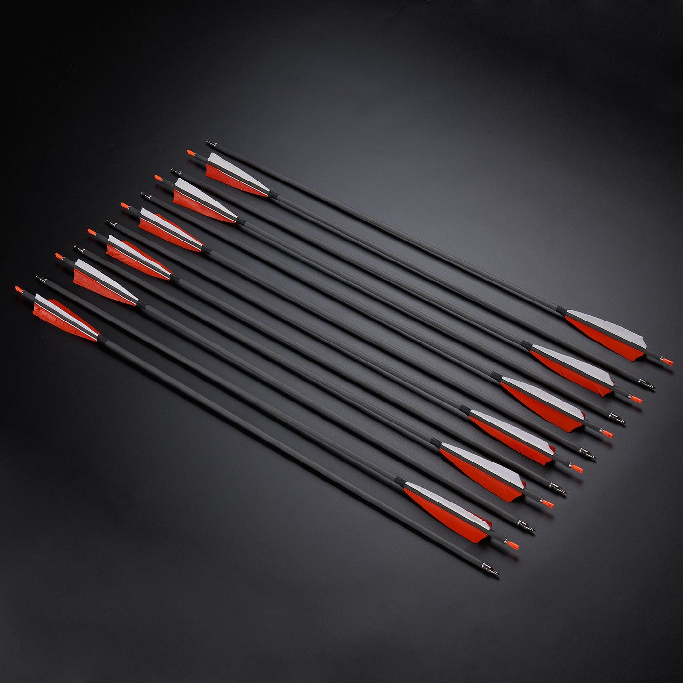 12x 31" OD 7.6mm ID 6.2mm Spine 400 5" Shield Turkey Feather Mixed Carbon Archery Arrows