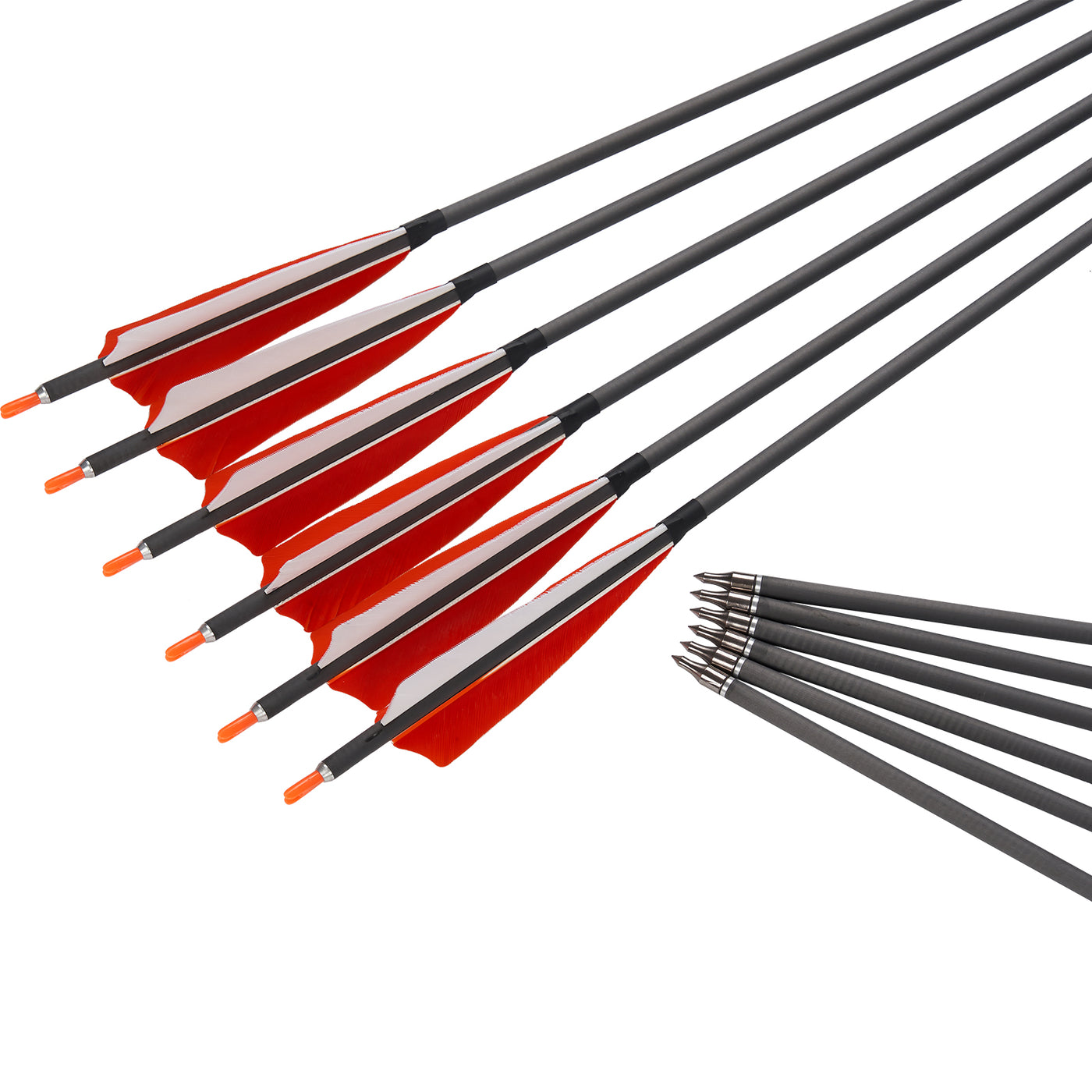 12x 31" OD 7.6mm ID 6.2mm Spine 400 5" Shield Turkey Feather Mixed Carbon Archery Arrows