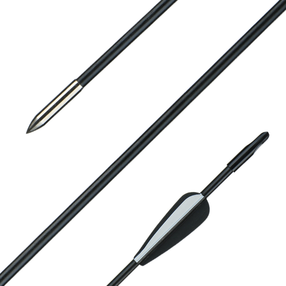 12x 31" Skinny Slim OD 6mm Spine 1000 Black Fiberglass Archery Arrows Fixed Tips Over Nocks