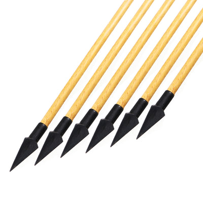 12x 31.5" Parabolic Natural Barred Feather Fletched Wood Archery Arrows with Tapered Broadheads