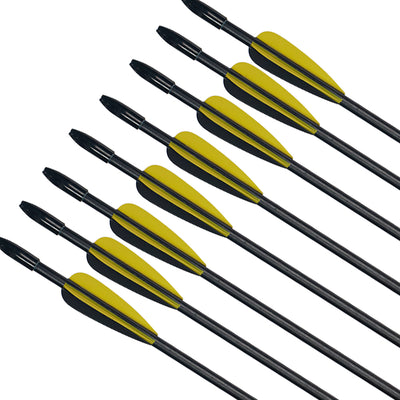 12x 28" OD 7mm Spine 700 Kids Fiberglass Archery Arrows Fixed Tips