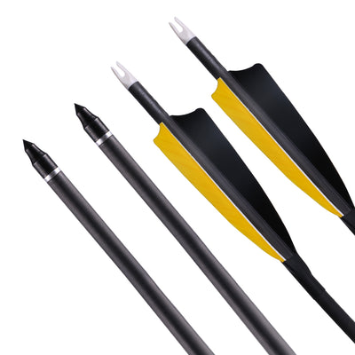 12x 33.5" OD 7.5mm ID 6.2mm Spine 400 Shield Turkey Feather Fletched Pure Carbon Archery Arrows