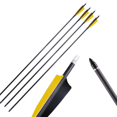 12x 33.5" OD 7.5mm ID 6.2mm Spine 400 Shield Turkey Feather Fletched Pure Carbon Archery Arrows