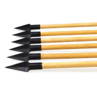 12x 31.5" Parabolic Natural Barred Feather Fletched Wood Archery Arrows with Tapered Broadheads