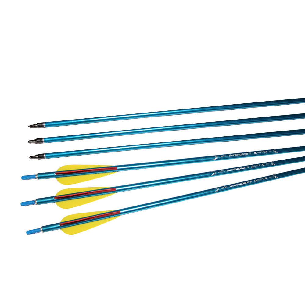 6x 31.5" OD 7.6mm ID 6.4mm Blue Shaft Aluminum Archery Arrows Pin Nocks