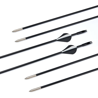 12x 31.5" Skinny Slim OD 6mm Spine 800 Fiberglass Archery Arrows Over Nocks Glue-on Target Points for Compound Bow