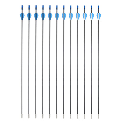 12x 31.5" Skinny Slim OD 6mm Spine 800 Fiberglass Archery Arrows Over Nocks Glue-on Target Points for Compound Bow