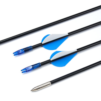 12x 31.5" Skinny Slim OD 6mm Spine 800 Fiberglass Archery Arrows Over Nocks Glue-on Target Points for Compound Bow