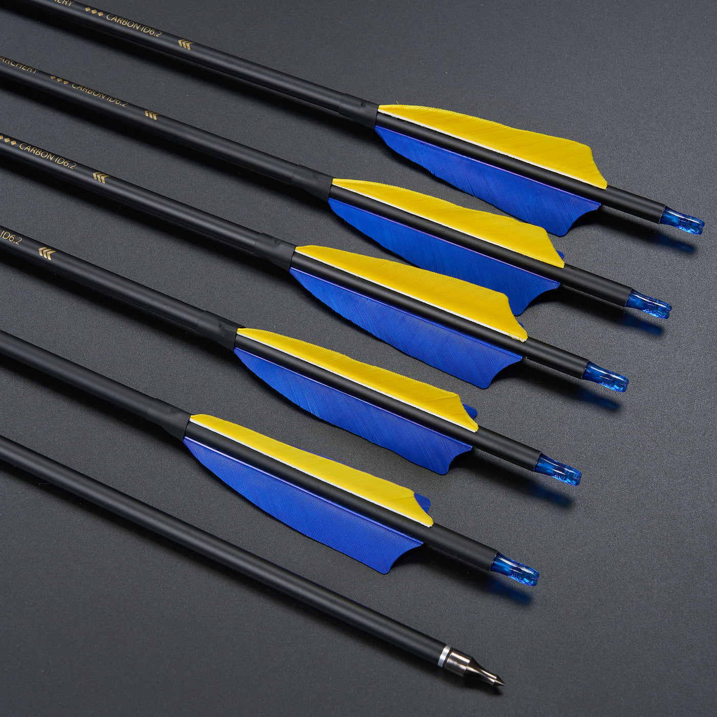 12x 31" Archery Carbon Arrows Spine 550 Blue Yellow Feathers for Recurve Bow Compound Bow Target