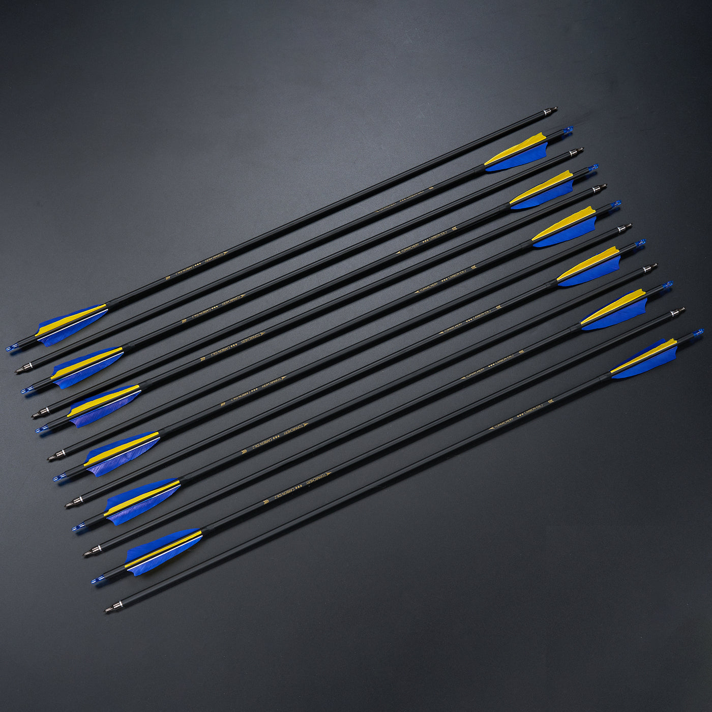 12x 31" Archery Carbon Arrows Spine 550 Blue Yellow Feathers for Recurve Bow Compound Bow Target