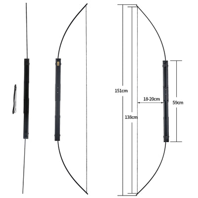 60" CFSB Compact Folding Survival Archery Bow Takedown Portable Outdoor Recreational Hiking Sport 40/60lbs Left/Right Hand