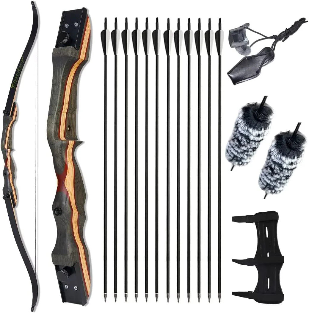 TopArchery 62" Recurve Bow Arrow Set Takedown Archery 20-50lbs