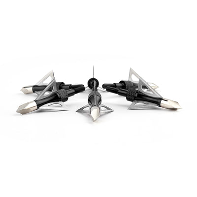 12x 100-grain Archery Black/Silver Screw-in Broadheads with Alloy Box For Hunting