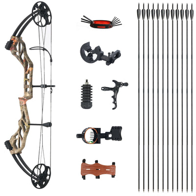 31" 19-70lbs Archery Compound Bow Arrows Set Right Hand Adjustable for Adults
