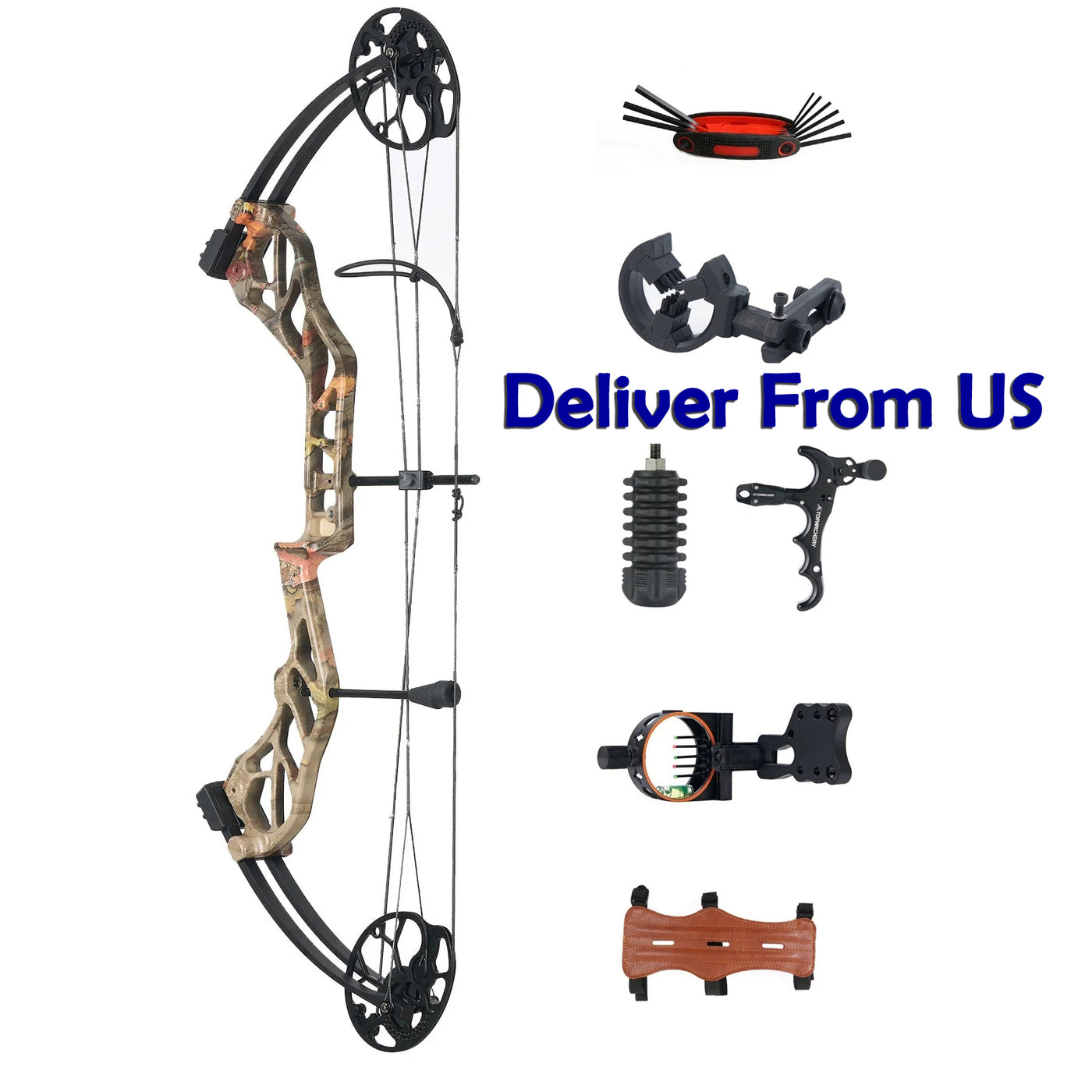 Archery 19-70lbs 31" Compound Bow RH For Adults Hunting Target Practice Black/Brown/Camouflage