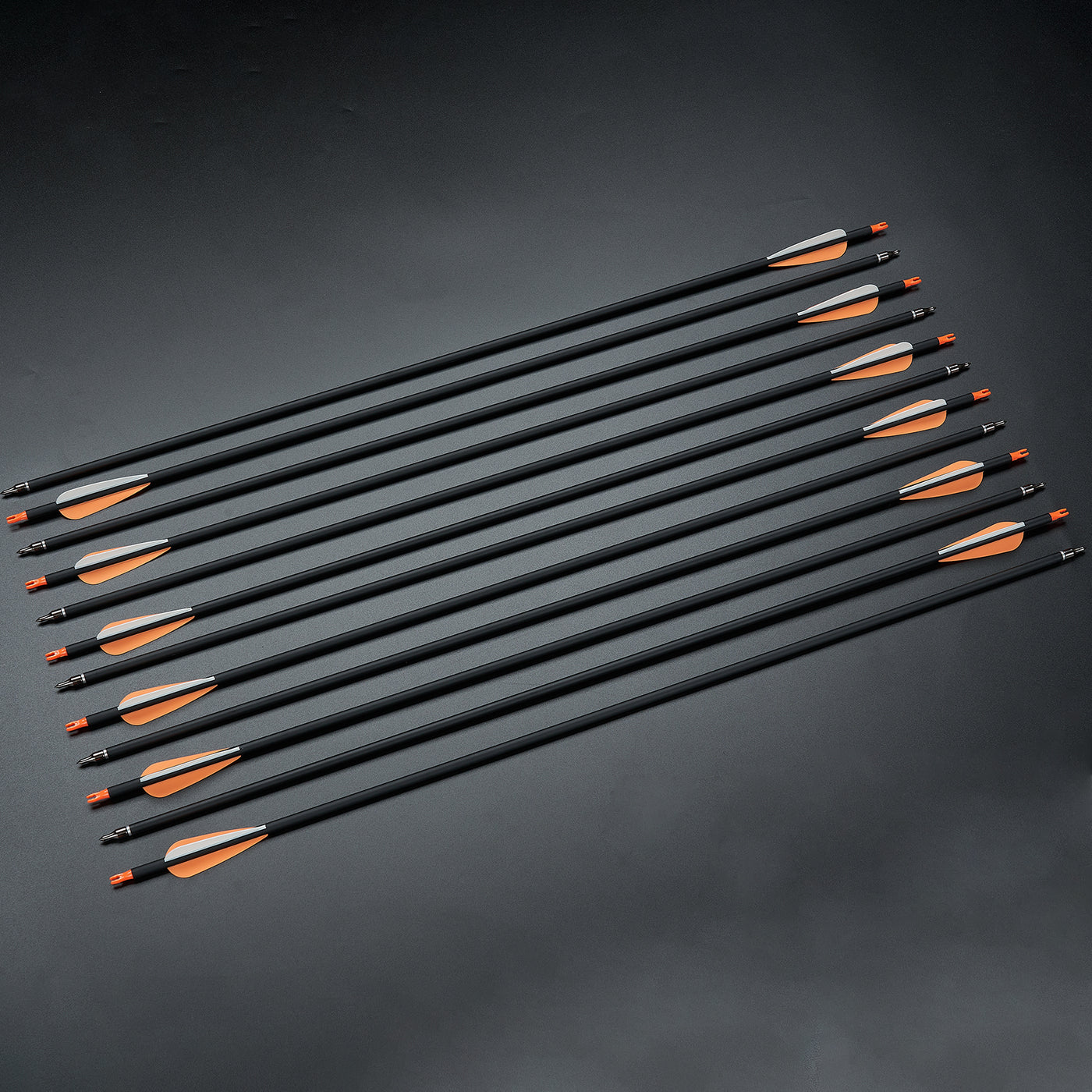 12x 31.5" OD 7.8mm ID 6.2mm Spine 500 Fletched Mixed Carbon Archery Arrows Replaceable Tips Orange-White Vane