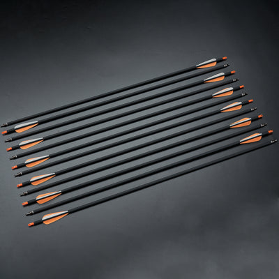 12x 31.5" OD 7.8mm ID 6.2mm Spine 500 Fletched Mixed Carbon Archery Arrows Replaceable Tips Orange-White Vane