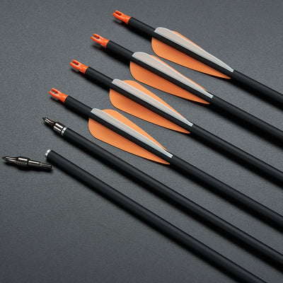 12x 31.5" OD 7.8mm ID 6.2mm Spine 500 Fletched Mixed Carbon Archery Arrows Replaceable Tips Orange-White Vane