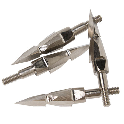 12x 150-grain Triangular pyramid Double Barbed Tapered Arrowhead Screw-in Broadheads Sharp Silver Points Metal Tips