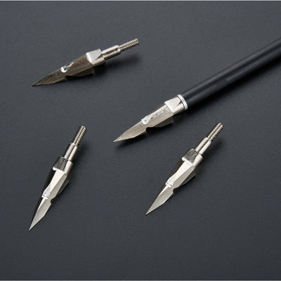 12x 150-grain Triangular pyramid Double Barbed Tapered Arrowhead Screw-in Broadheads Sharp Silver Points Metal Tips