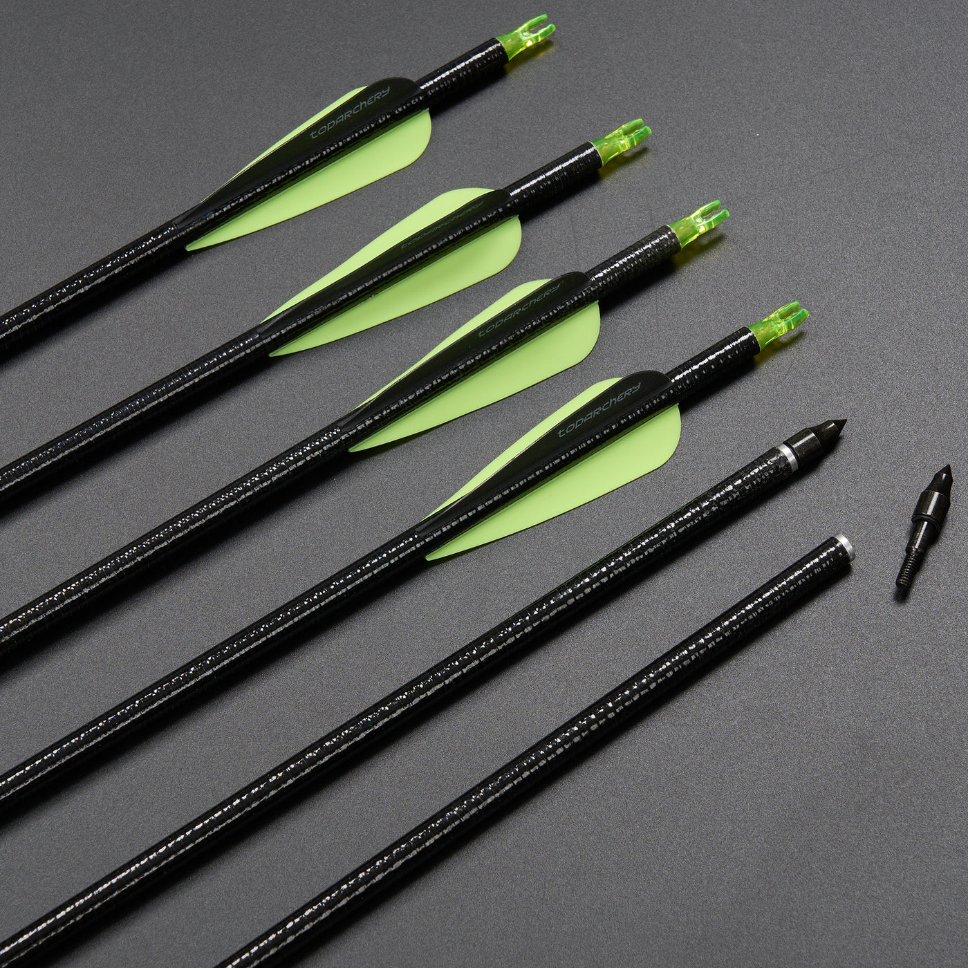 12x 31" OD 7.8mm Spine 650 Green Fletched Fiberglass Archery Arrows Replaceable Tips