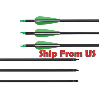 12x 31.5" OD 7.8mm ID 6.2mm Spine 500-550 Mixed Carbon Archery Arrows Green Parabolic Vanes