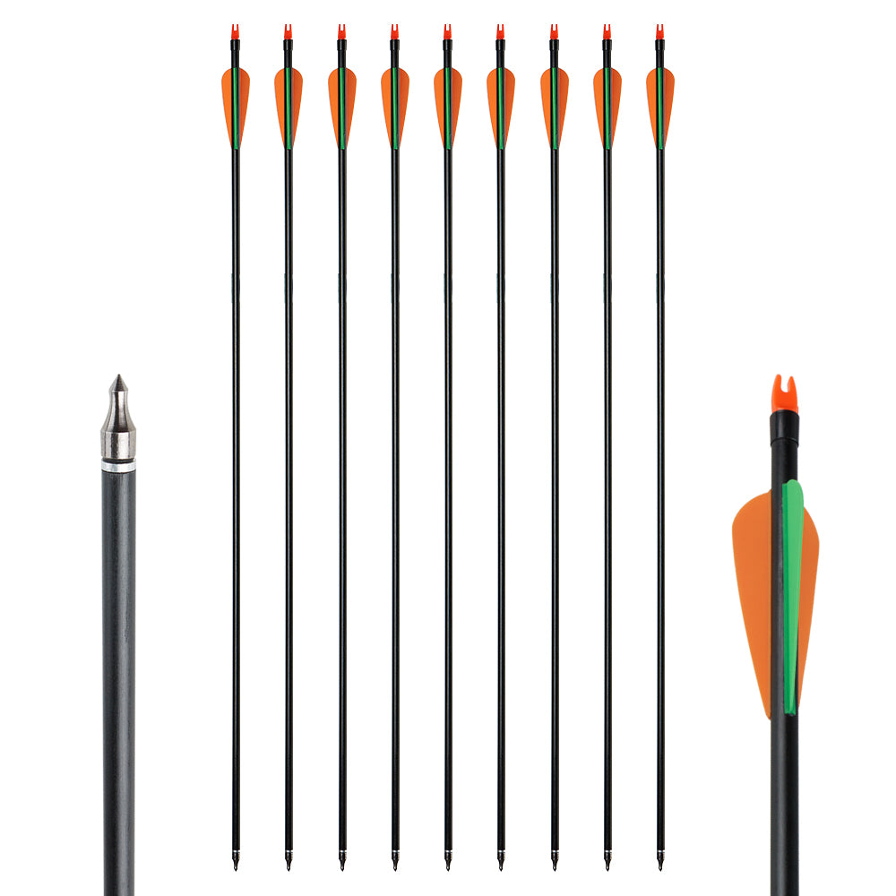 12x 31.5" OD 8mm ID 6mm Spine 1000 Fiberglass Archery Arrows Replaceable Tips