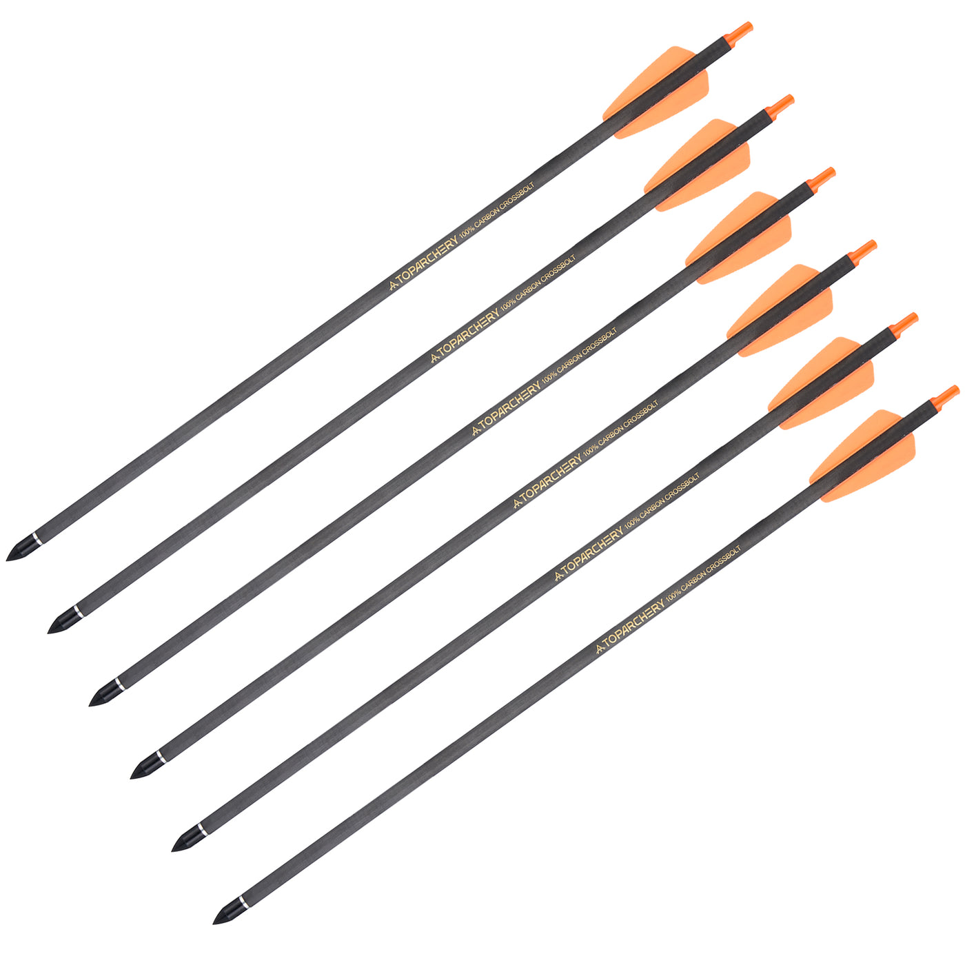 12x TopArchery 15" Archery Carbon Crossbow Bolts Arrows Spine 350 Green/Orange/Red OD 7.5mm ID 6.2mm