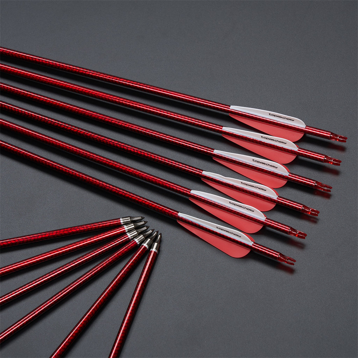 12x 31.5" Twill Woven Striped ID 6.2mm Spine 500 Archery Arrows 3" Parabolic Vane Mixed Carbon Green/Blue/Red