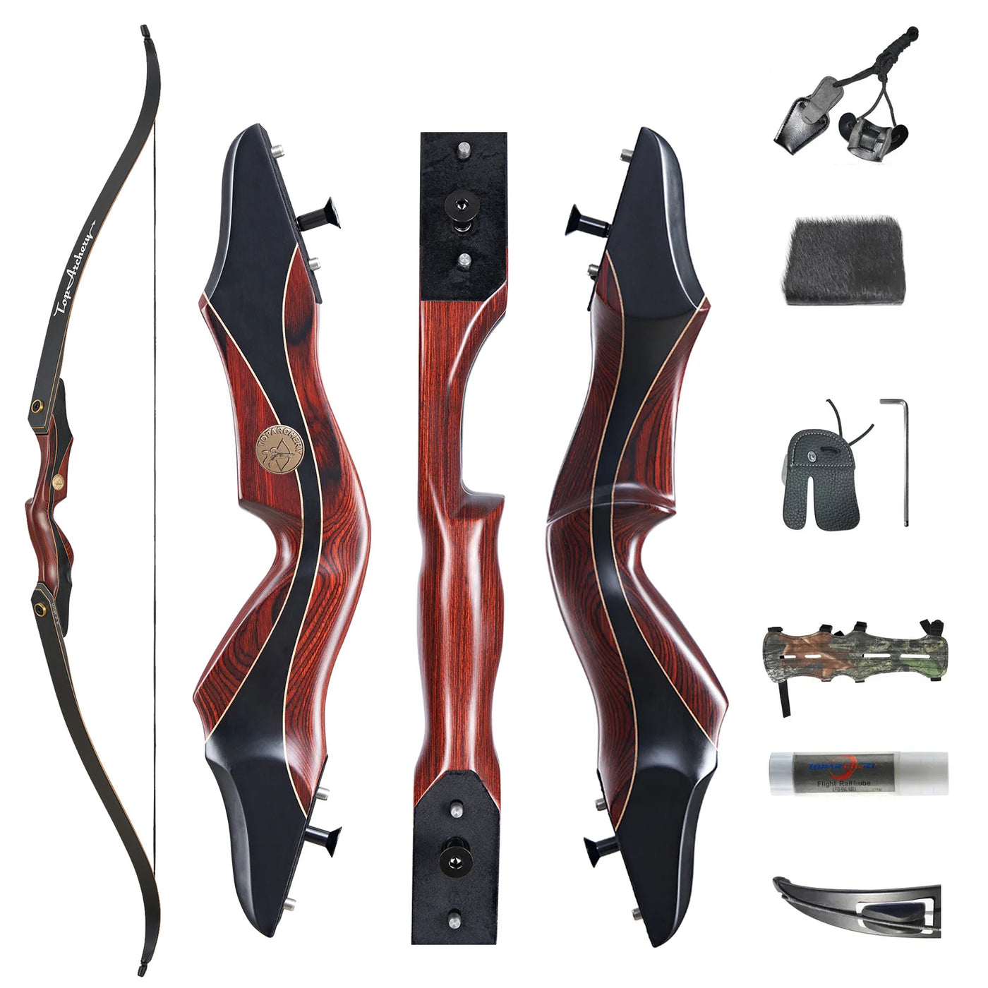 60" Wood Laminated Takedown Recurve Archery Bow Left Right Hand Hunting Target Practice 25-50lbs