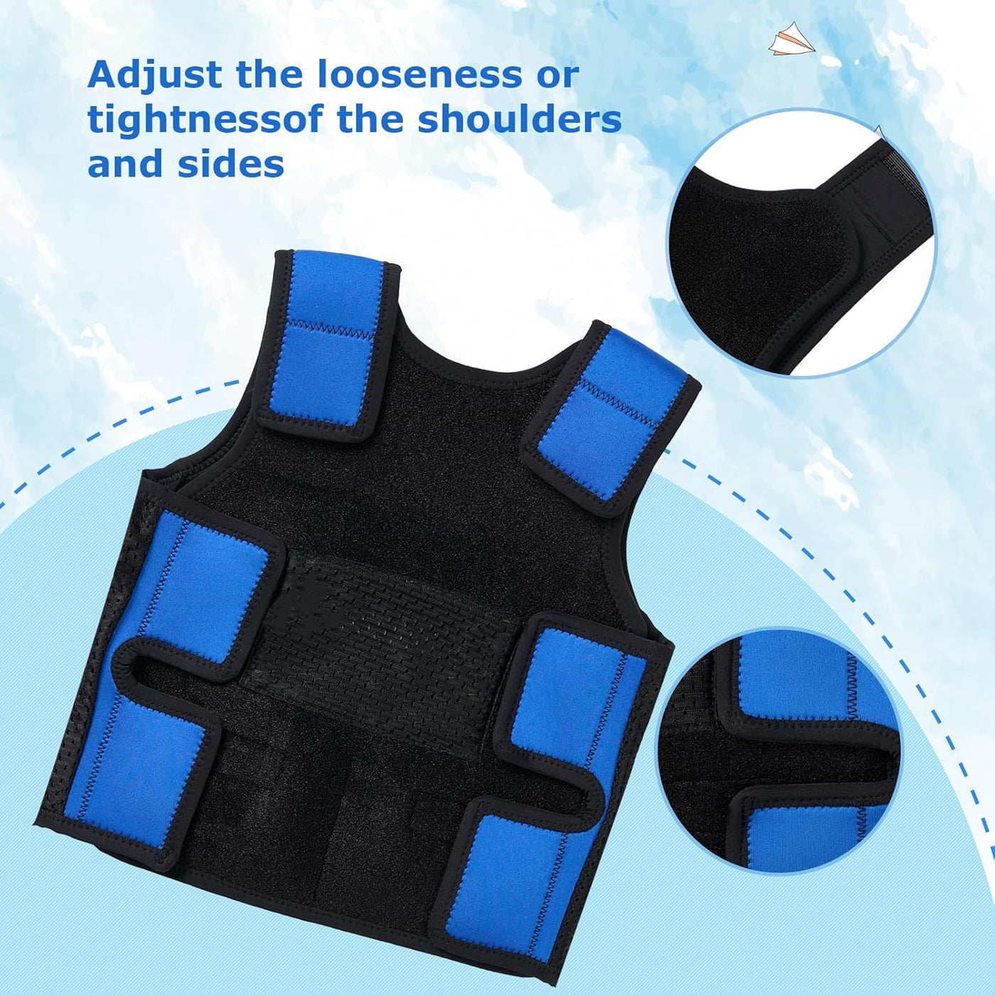 ES/S/M Weighted Compression Vest for Kids Children with Sensory Issues Autism ADHD Adjustable Includes 6 Removable Weights