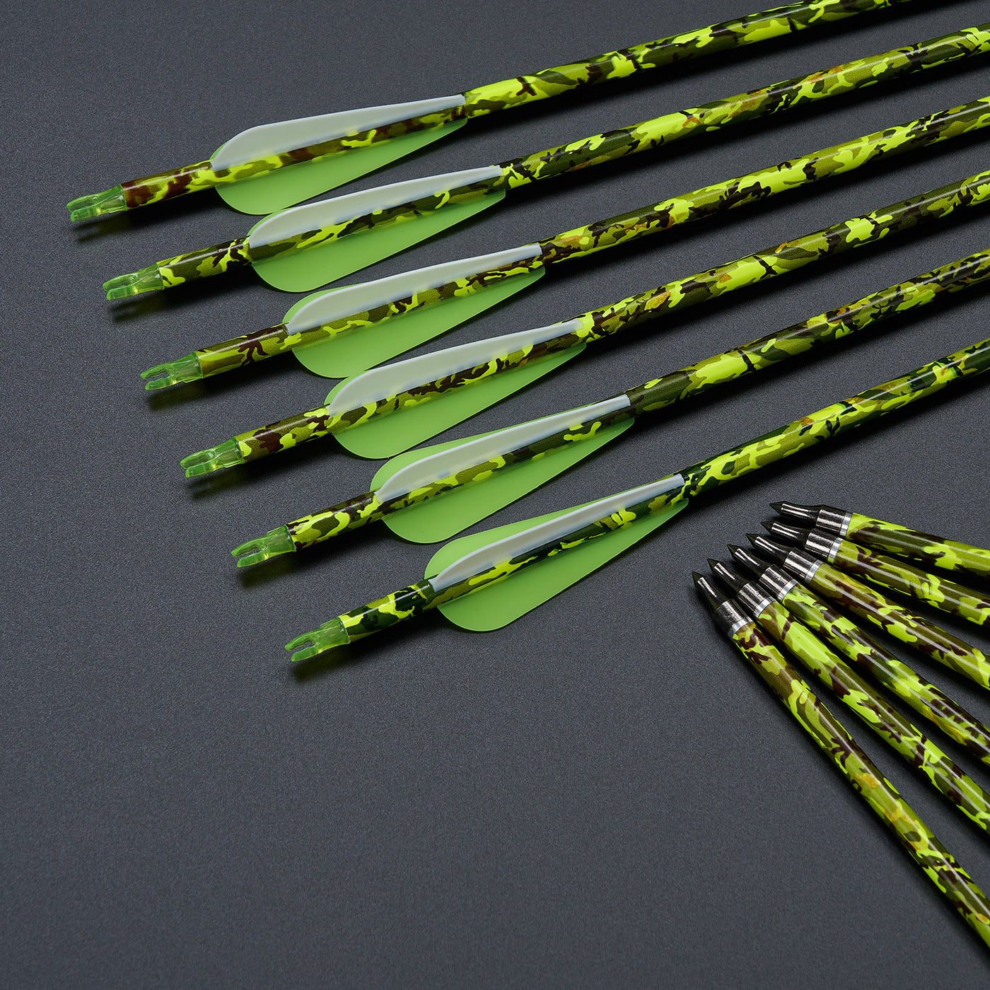 31.5" Spine 500 Carbon Archery Arrows Green Camouflage Black Skull Shaft Target Shooting For Recurve Compound Bow