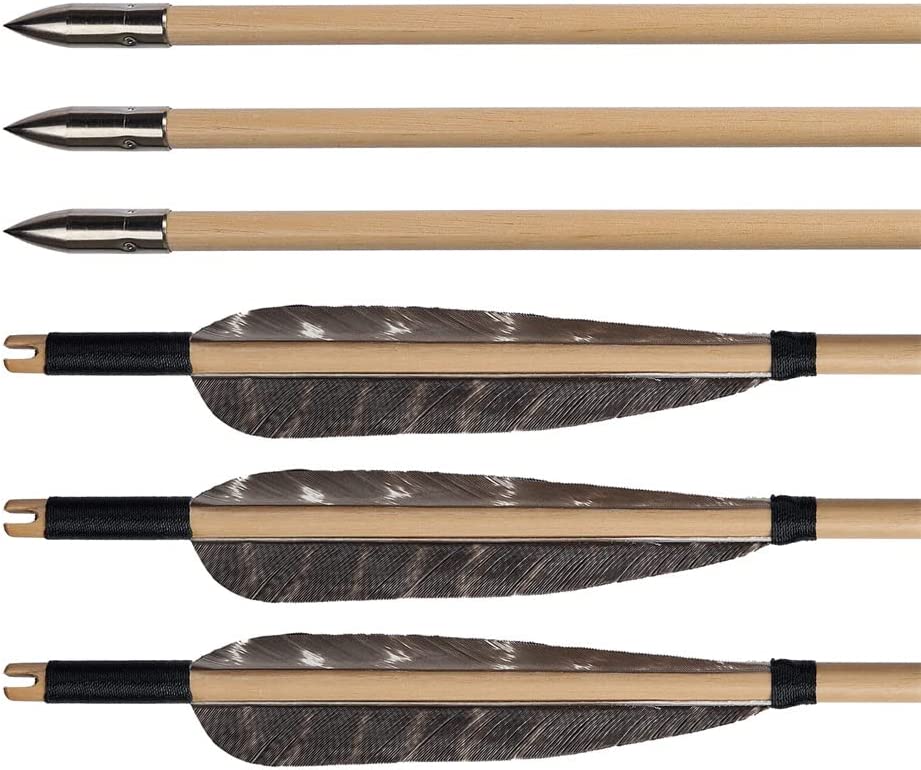 12x 31.5 Fletched Trad Archery Wooden Arrows 5 Inch Turkey